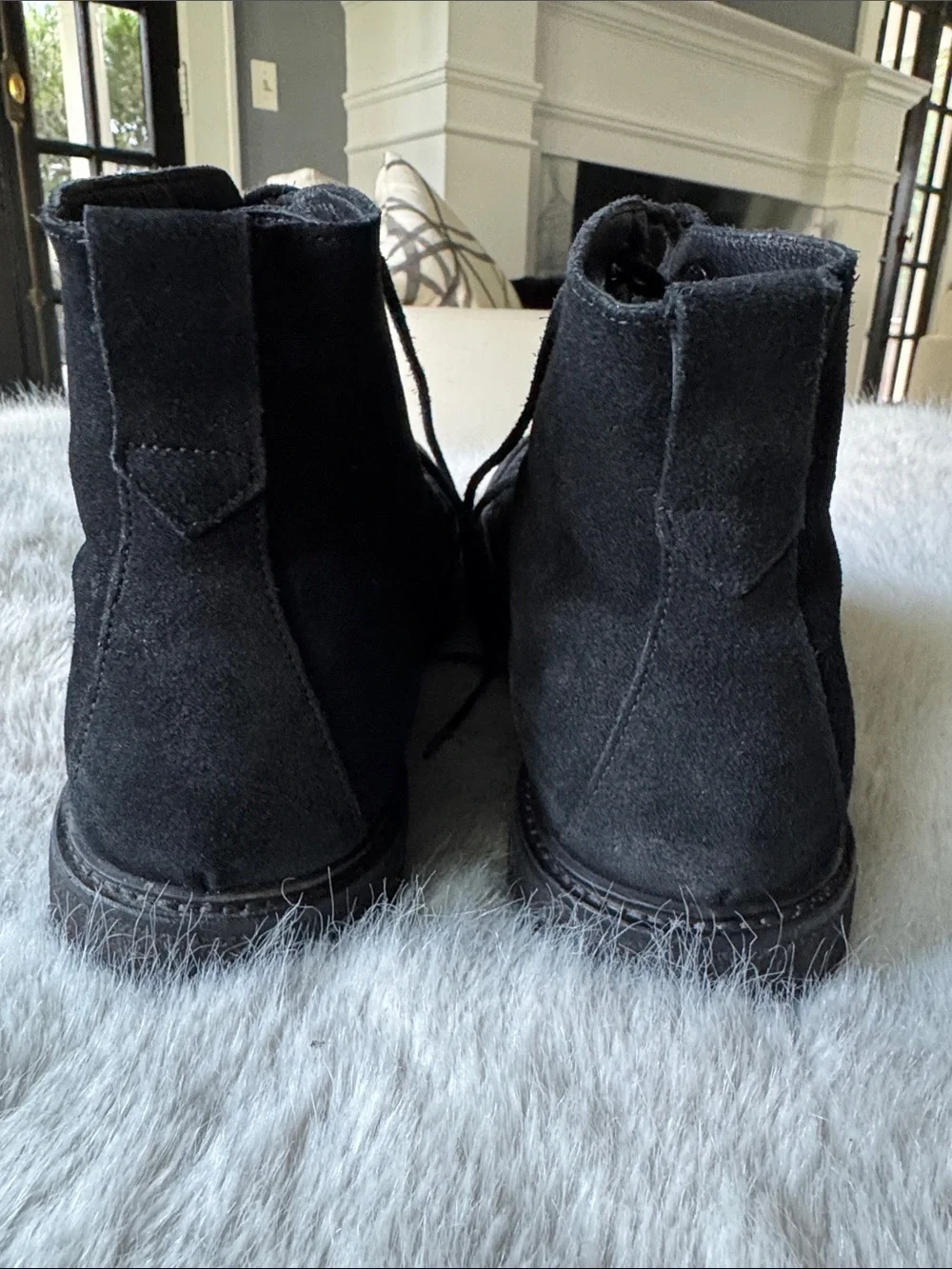 AllSaints Black Suede Chukka Boots with Moc Toe Stitching